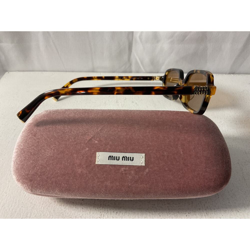 Miu Miu Rectangle Brown Tortoiseshell Sunglasses - image 3